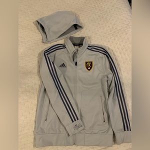 Real Salt Lake Mens M Adidas shell jacket with detachable hood